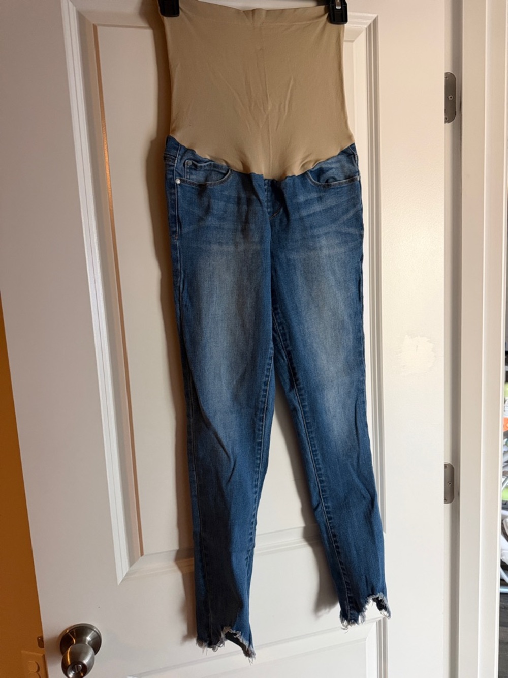 Articles Of Society Blue Denim Maternity Jeans with Beige Support Panel